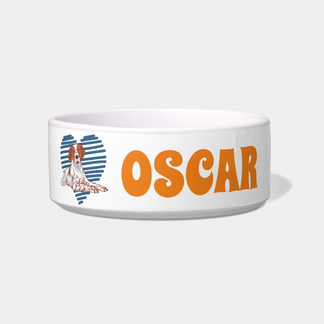 Aangepaste Brittany-Hondenliefhebber Voerbakje (Voorkant)