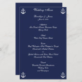 Aangepaste brochure van het Navy Blue Nautical Wed (Voorkant / Achterkant)