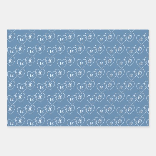 Aangepaste bruid & bruidegom Blauw & Wit Hart Char Inpakpapier Vel (Voorkant 2)