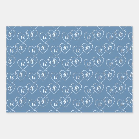 Aangepaste bruid & bruidegom Blauw & Wit Hart Char Inpakpapier Vel (Voorkant)