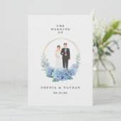Aangepaste bruid & bruidegom huwelijksuitnodiging kaart (Staand voorkant)