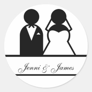 Aangepaste bruid bruidegom namen bruiloft gunst St Ronde Sticker
