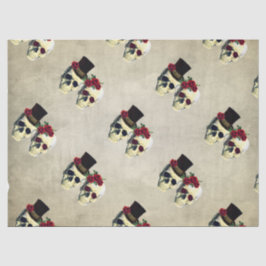 Aangepaste bruid & bruidegom schedel bruiloft cade tissuepapier