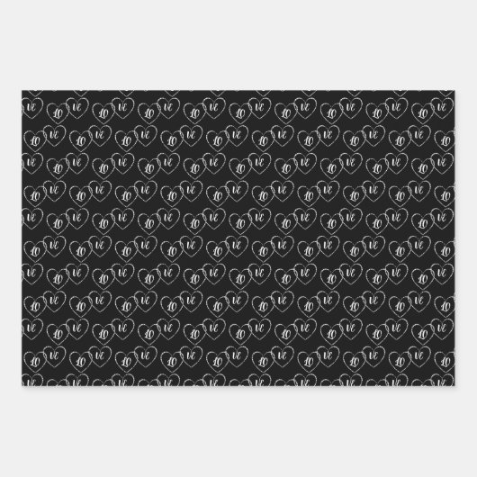 Aangepaste bruid & bruidegom Zwart & Wit Hart Char Inpakpapier Vel (Voorkant 3)