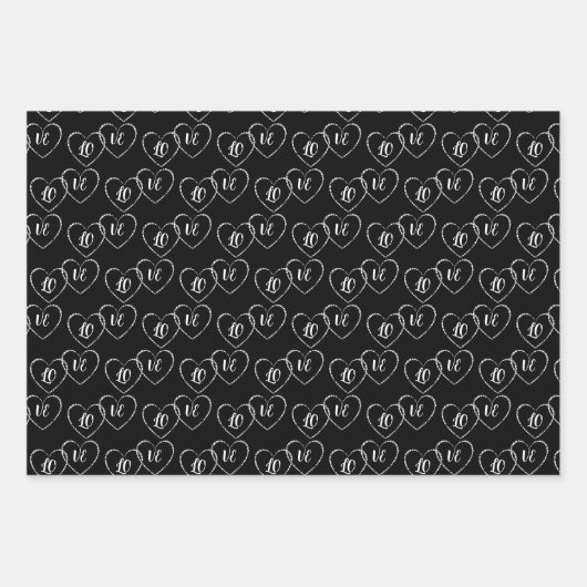 Aangepaste bruid & bruidegom Zwart & Wit Hart Char Inpakpapier Vel (Voorkant 2)