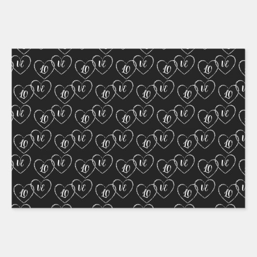 Aangepaste bruid & bruidegom Zwart & Wit Hart Char Inpakpapier Vel (Voorkant)