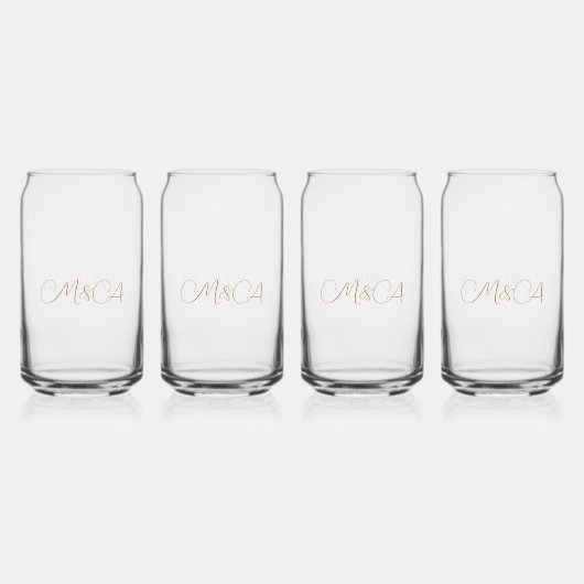 Aangepaste bruid & bruidegom's Initialen Dank u Blikvorm Glas (Achterkant)