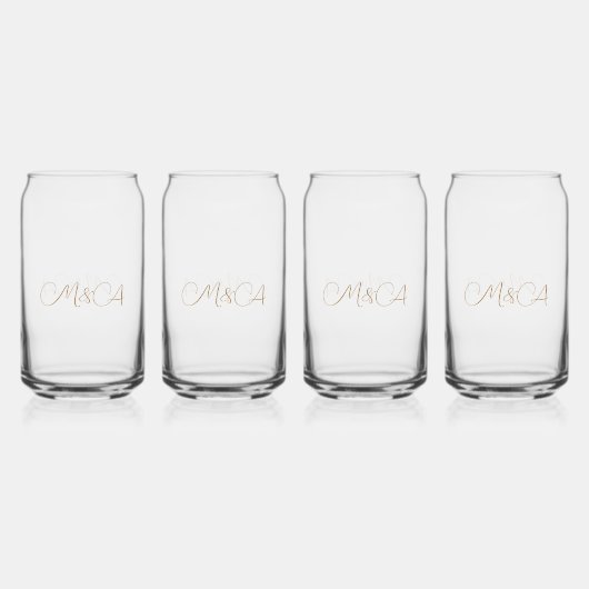 Aangepaste bruid & bruidegom's Initialen Dank u Blikvorm Glas (Voorkant)