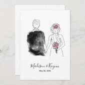 Aangepaste Bruid en Bruidegom | Bruidsuitnodiging Kaart (Voorkant / Achterkant)