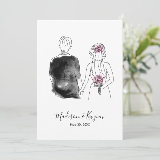 Aangepaste Bruid en Bruidegom | Bruiloftscadeau Kaart (Staand voorkant)