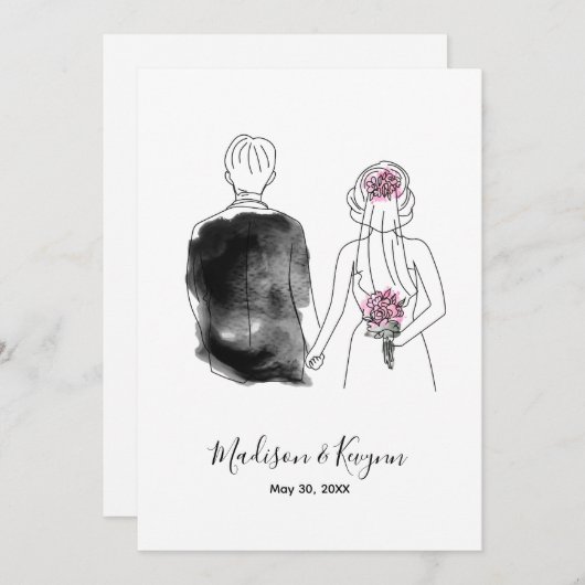 Aangepaste Bruid en Bruidegom | Bruiloftscadeau Kaart (Voorkant / Achterkant)