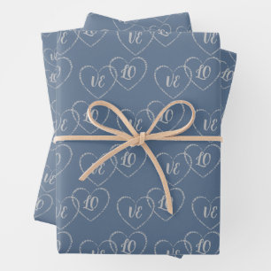 Aangepaste bruid en bruidegom Hart Charms, Zilver  Inpakpapier Vel