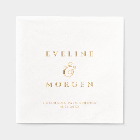 Aangepaste bruid en bruidegom naam folie servetten (Voorkant)