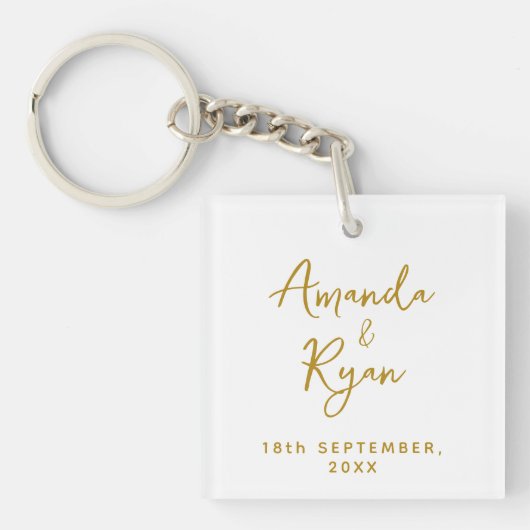 Aangepaste bruid- en bruinnamen huwelijksdatum sleutelhanger (Voorkant)