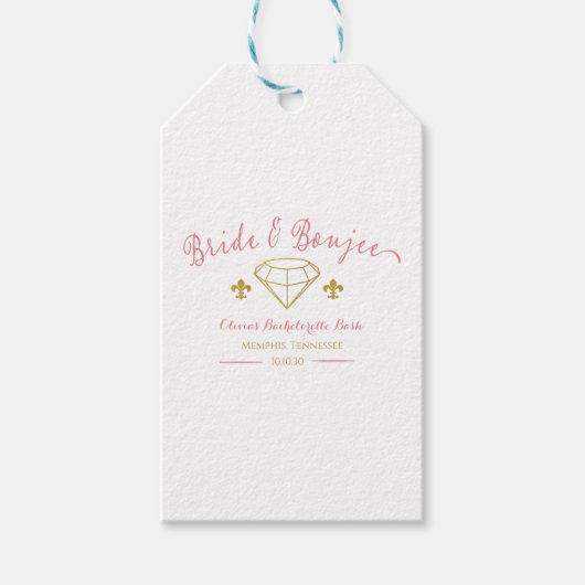 Aangepaste Bruid Luxe Diamant Bachelorette Feestje Cadeaulabel (Voorkant)