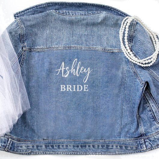 Aangepaste bruids bruiloft script Jean Denim Jacket