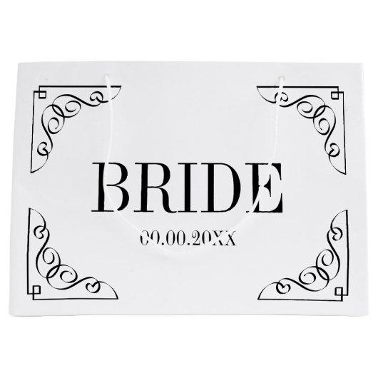 Aangepaste bruids partij huwelijkscadeau tas voor  groot cadeauzakje (Voorkant)