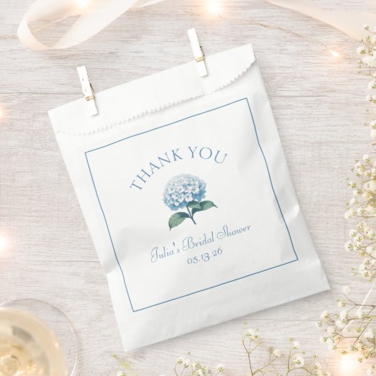 Aangepaste bruidsdouche Blauwe Hortensia Dank je w Bedankzakje (Geknipt)