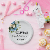 Aangepaste bruidsdouche Elegante blauwe en witte b Papieren Bordje (Feest)