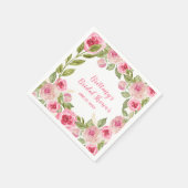 Aangepaste bruidsdouche wilde roze rozen groen servet (Hoek)