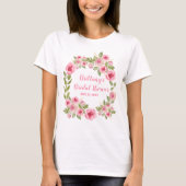 Aangepaste bruidsdouche Wilde Roze Rozen Groene Pl T-shirt (Voorkant)