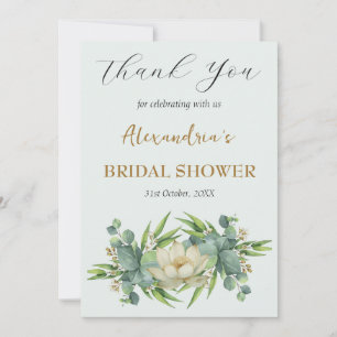 Aangepaste bruidsdouche witte bloemen Dank je wel  Bedankkaart