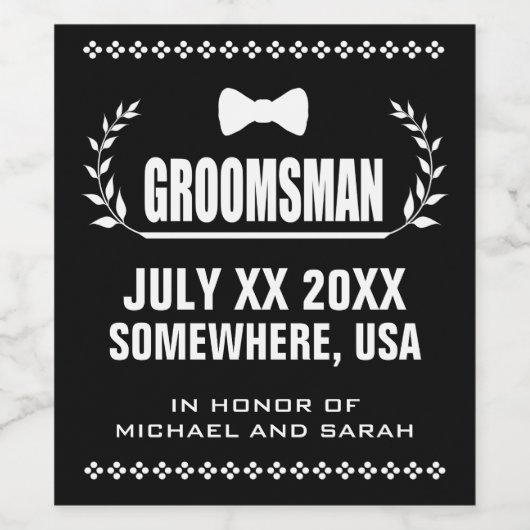 Aangepaste bruidsjonker wijn etiket (Enkel label)