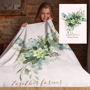 Aangepaste bruidsmeisje bruiloftsgeschenken groen fleece deken