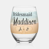 Aangepaste bruidsmeisje cadeau Strand bruiloft har Wijnglas Zonder Voet (Voorkant)