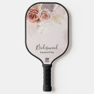 Aangepaste bruidsmeisje Script Terracotta Bloemen Pickleball Paddle