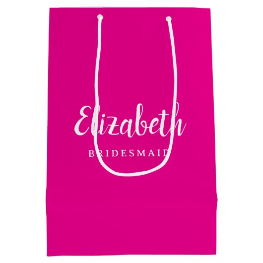 Aangepaste bruidsmeisje typografie script naam bov medium cadeauzakje (Achterkant)