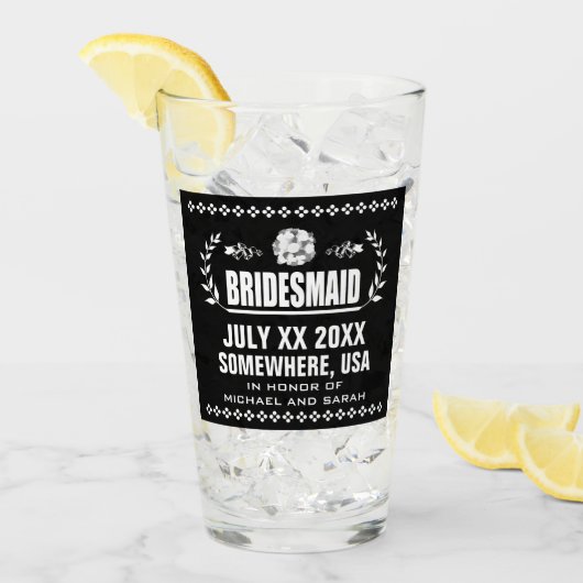 Aangepaste bruidsmeisjes glas (Voorkant ijs)