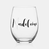 Aangepaste bruidsmeisjesnaam in whimsical schrift wijnglas zonder voet (Voorkant)