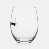 Aangepaste bruidsmeisjesnaam in whimsical schrift wijnglas zonder voet (Links)