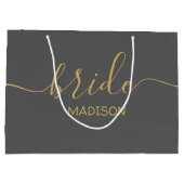 Aangepaste bruidsnaam meisjesachtig chic goud schr groot cadeauzakje (Achterkant)