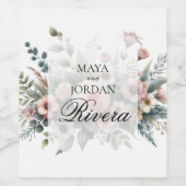 Aangepaste bruiloft Bloemen Ontwerp Wijn Etiket (Enkel label)