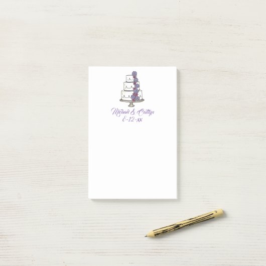 Aangepaste bruiloft Cake Date Names Post Post-it® Notes (Op bureau)