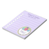 Aangepaste bruiloft checklist Paarse Floral Cake F Notitieblok (Gedraaid)