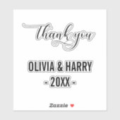 Aangepaste bruiloft dank u & namen Contour Sticker (Vel)