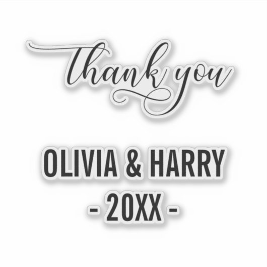 Aangepaste bruiloft dank u & namen Contour Sticker (Voorkant)