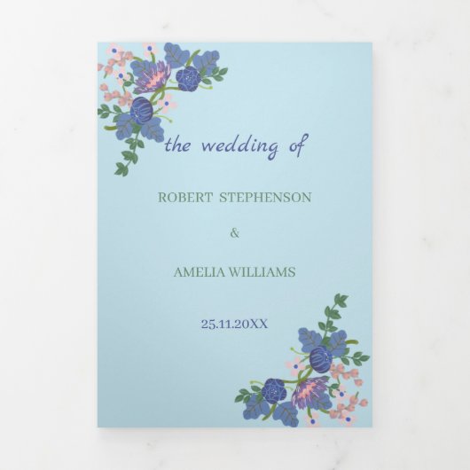 Aangepaste bruiloft Elegante Paarse Bloem Drieluik Uitnodiging (Cover)