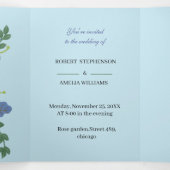 Aangepaste bruiloft Elegante Paarse Bloem Drieluik Uitnodiging (Binnenkant midden)