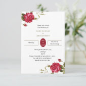 Aangepaste bruiloft Elegante rode bloem Kaart (Staand voorkant)