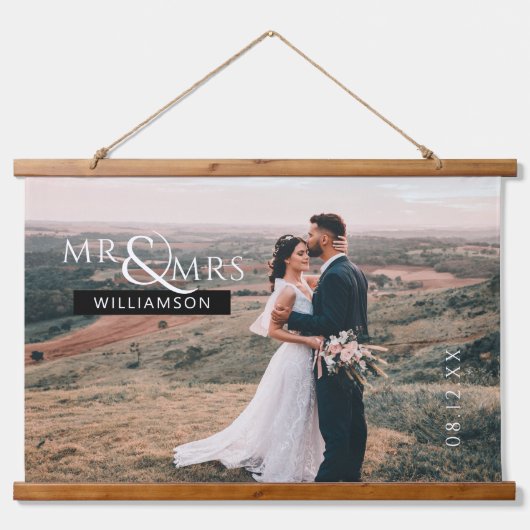 Aangepaste bruiloft Foto Art Print Hangend Wandkleed (Voorkant)