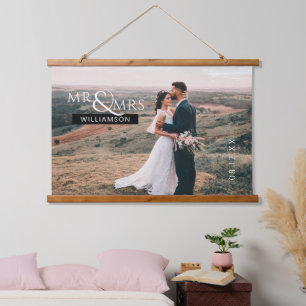 Aangepaste bruiloft Foto Art Print Hangend Wandkleed