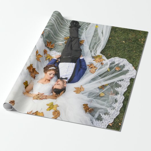 Aangepaste bruiloft foto cadeaupapier (Uitgerold)
