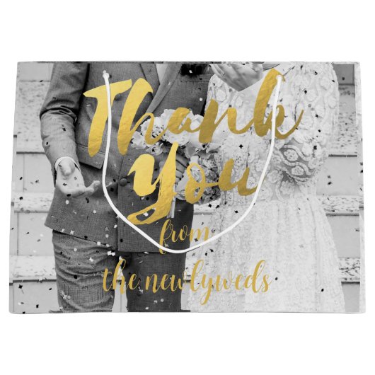 Aangepaste bruiloft foto dank u geschenk tas large cadeauzakje (Voorkant)