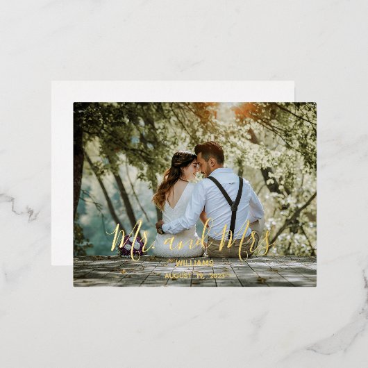 Aangepaste bruiloft foto Hartelijk dank Folie Feestdagen Briefkaart (Voorkant / Achterkant)