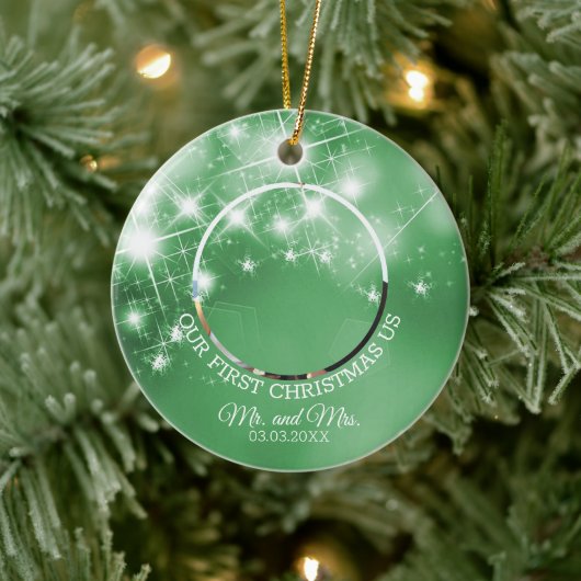 Aangepaste bruiloft foto keramisch ornament (Boom)