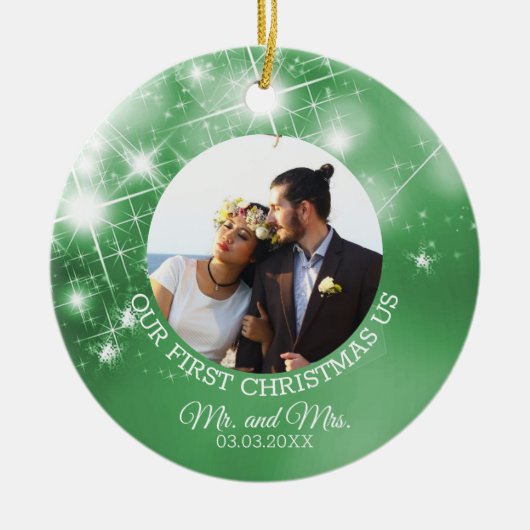Aangepaste bruiloft foto keramisch ornament (Voorkant)